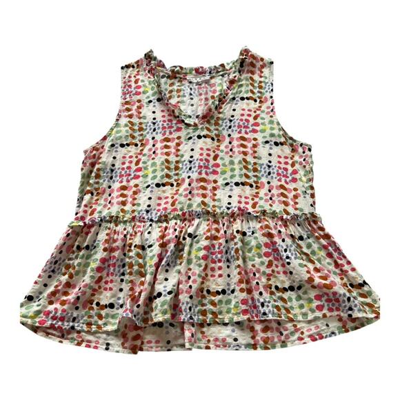 THML Ruffle Peplum Tank Top | M | Multicolor Dot Print | Boho Resort Summer - Picture 2 of 11